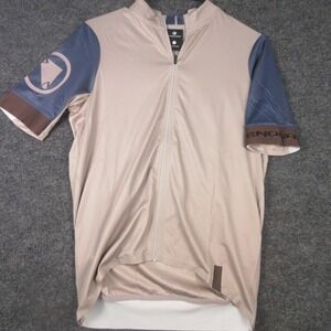 Endura Jersey Mens Medium Beige FS260 S/S Full Zip Cycling Shirt Road Bike Top